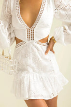 Load image into Gallery viewer, Women Clothing Casual V neck Lace Waist Opening Dress
