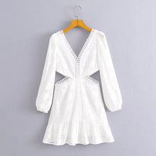 Load image into Gallery viewer, Women Clothing Casual V neck Lace Waist Opening Dress