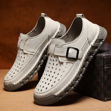 Load image into Gallery viewer, Men's Breathable Casual Leather Shoes | Stitched Buckle Low-Top Sneakers