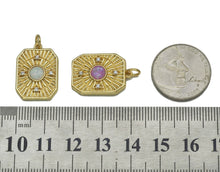 Load image into Gallery viewer, Gold Colorful Opal on Rectangle Charm, Sku#F1506