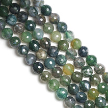 Load image into Gallery viewer, Genuine Moss Agate Round Faceted Beads, Sku#U1749