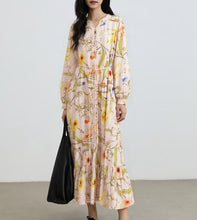 Load image into Gallery viewer, Women Water Printed Bohemian Casual Belt Dress