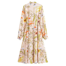 Load image into Gallery viewer, Women Water Printed Bohemian Casual Belt Dress
