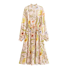 Load image into Gallery viewer, Women Water Printed Bohemian Casual Belt Dress