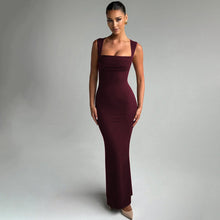 Load image into Gallery viewer, Women Clothing Spring Summer Slim Fit Square Collar Sleeveless Waist Slimming Dress