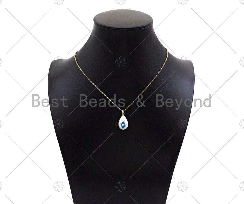 Colorful Enamel Evil Eye Teardrop Shape Pendant, 18K Gold Filled Enamel Evil Eye Charm,11x20mm,Sku#F1403