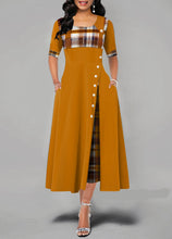 Load image into Gallery viewer, A Large Number Dresses Round Neck Contrast Color Half Sleeve Irregular Asymmetric Maxi Dress