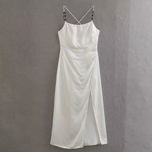 Load image into Gallery viewer, Spring Women Clothing Chain Ornament Silk Satin Texture Sling Dress
