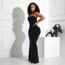 Load image into Gallery viewer, Sexy Sling Rhinestone Polyester Net Dress Sheath Dress Women