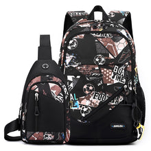 Load image into Gallery viewer, Men's Nylon Two-Piece Backpack &amp; Chest Bag Set – Multi-Pocket Travel Bag