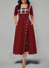Load image into Gallery viewer, A Large Number Dresses Round Neck Contrast Color Half Sleeve Irregular Asymmetric Maxi Dress