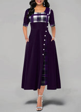 Load image into Gallery viewer, A Large Number Dresses Round Neck Contrast Color Half Sleeve Irregular Asymmetric Maxi Dress