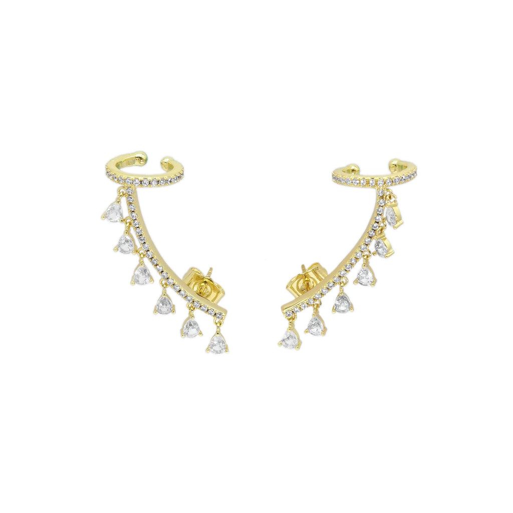 Gold Triangle Dangle Ear Climber, Sku#A115