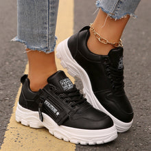 Load image into Gallery viewer, Women's Lace-Up Sneakers with Side Zipper | Thick Sole Round Toe Casual Sports Shoes
