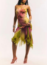 Load image into Gallery viewer, Ruffled Hem Suspender Elegant Embroidered Floral Summer Dress