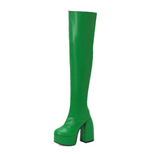 Load image into Gallery viewer, Women's Over-the-Knee Boots - Chunky Heel Platform Boots with Waterproof Design