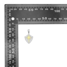 Load image into Gallery viewer, Dual Color CZ Gold North Star On Shield Charm Pendant, Sku#LX749