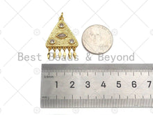 Load image into Gallery viewer, CZ Micro Pave Evil Eye with Dainty Tirangle On Triangle Shape Pendant, Big CZ 18K Gold Charm, Necklace Bracelet Charm, 30x21mm,Sku#L564