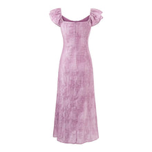 Load image into Gallery viewer, Summer Elegance Tie Dyed Jacquard Lotus Leaf Collar Slim Slimming Maxi Dress Women