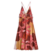 Load image into Gallery viewer, Rayon Printed Tassel Beads Bohemian Sling Dress Summer Sexy Backless Midi Dress
