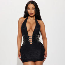 Load image into Gallery viewer, Women Sexy Deep V Plunge Hollow Out Cutout Backless Night Club Halter Sheath Dress