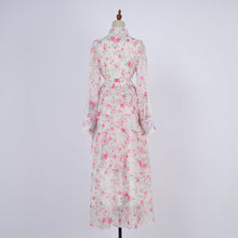 Load image into Gallery viewer, Women Spring And Autumn Long Sleeve Printed Buttons Of The Belt Dress