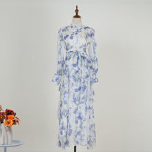 Load image into Gallery viewer, Women Spring And Autumn Long Sleeve Printed Buttons Of The Belt Dress