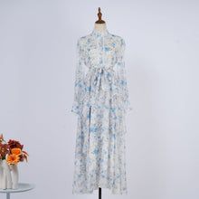 Load image into Gallery viewer, Women Spring And Autumn Long Sleeve Printed Buttons Of The Belt Dress