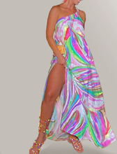 Load image into Gallery viewer, Arrival Spring Summer Women Wear Printed Lace up Slit Backless Vacation Dress Maxi Dress