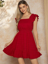 Load image into Gallery viewer, Women Clothing Elegant Red Dress Summer Square Collar High Waist Dress