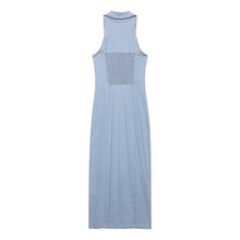 Load image into Gallery viewer, Women Clothing Early Spring Light Blue Sexy Button Denim Long Dress