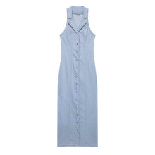 Load image into Gallery viewer, Women Clothing Early Spring Light Blue Sexy Button Denim Long Dress