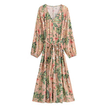 Load image into Gallery viewer, Summer Wind Women Rayon Printed Belt Bohemian Casual Loose Dress