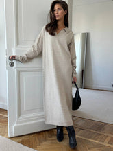 Load image into Gallery viewer, Fall Winter Scissors Collar Soft Woolen Long Elegant All Match Loose Maxi Dress