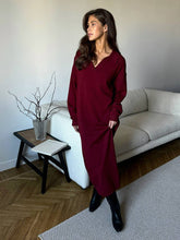 Load image into Gallery viewer, Fall Winter Scissors Collar Soft Woolen Long Elegant All Match Loose Maxi Dress