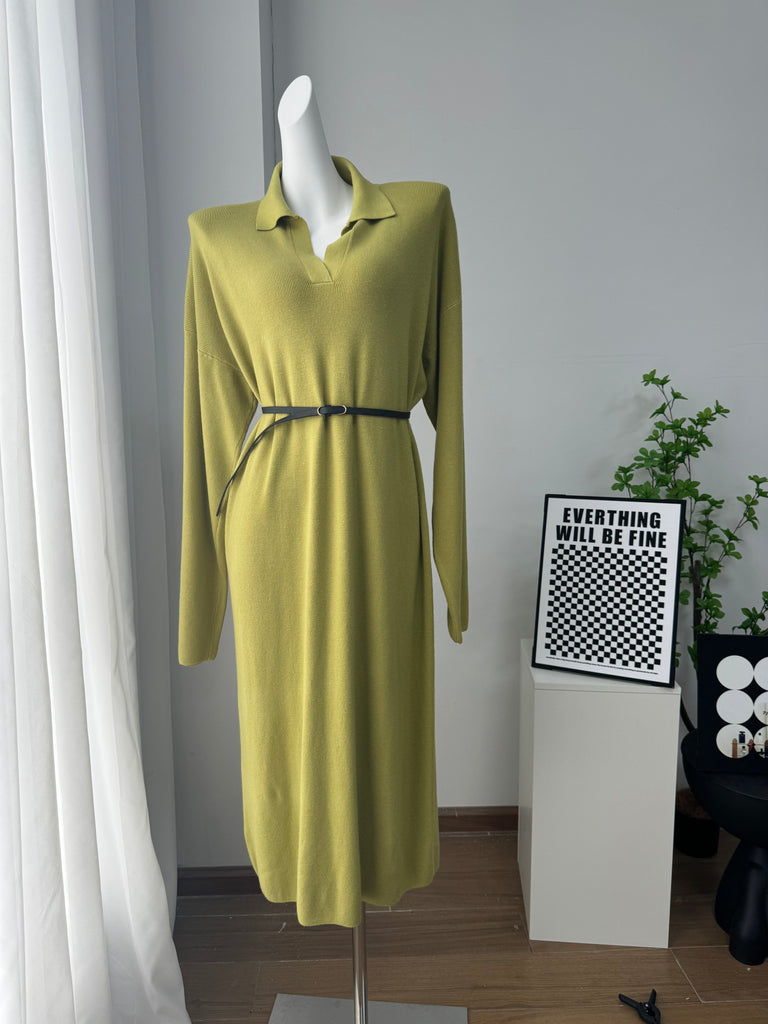 Fall Winter Scissors Collar Soft Woolen Long Elegant All Match Loose Maxi Dress