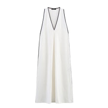 Load image into Gallery viewer, Women Clothing Summer Simple V neck Trim Linen Blend Dress