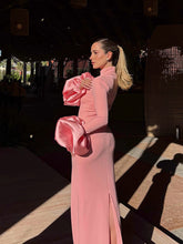 Load image into Gallery viewer, Sexy Half High Collar Patchwork Sleeve Floor Length Dress