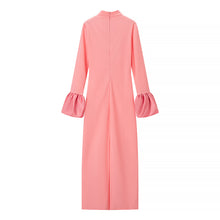 Load image into Gallery viewer, Sexy Half High Collar Patchwork Sleeve Floor Length Dress