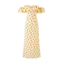 Load image into Gallery viewer, Romantic Floral Flounce Lace Tube Top Cinched Waist Slim Fit Dress Women Summer Seaside Holiday Maxi Dress