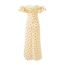 Load image into Gallery viewer, Romantic Floral Flounce Lace Tube Top Cinched Waist Slim Fit Dress Women Summer Seaside Holiday Maxi Dress