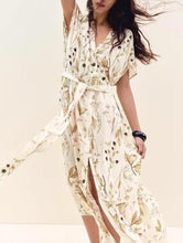 Load image into Gallery viewer, Printed Bohemian Beach Belt Dress Summer Waist Controlled Slimming Midi Dress