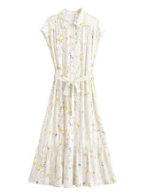 Load image into Gallery viewer, Printed Bohemian Beach Belt Dress Summer Waist Controlled Slimming Midi Dress