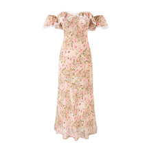 Load image into Gallery viewer, Gentle off Neck Ruffled Floral Dress Fishtail Summer Waisted Slim Fit Package Hip Long Women