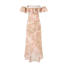 Load image into Gallery viewer, Gentle off Neck Ruffled Floral Dress Fishtail Summer Waisted Slim Fit Package Hip Long Women