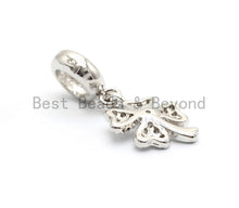 Load image into Gallery viewer, Gold/Silver CZ Micro Pave Lucky Clover Pendant, Big hole Eur