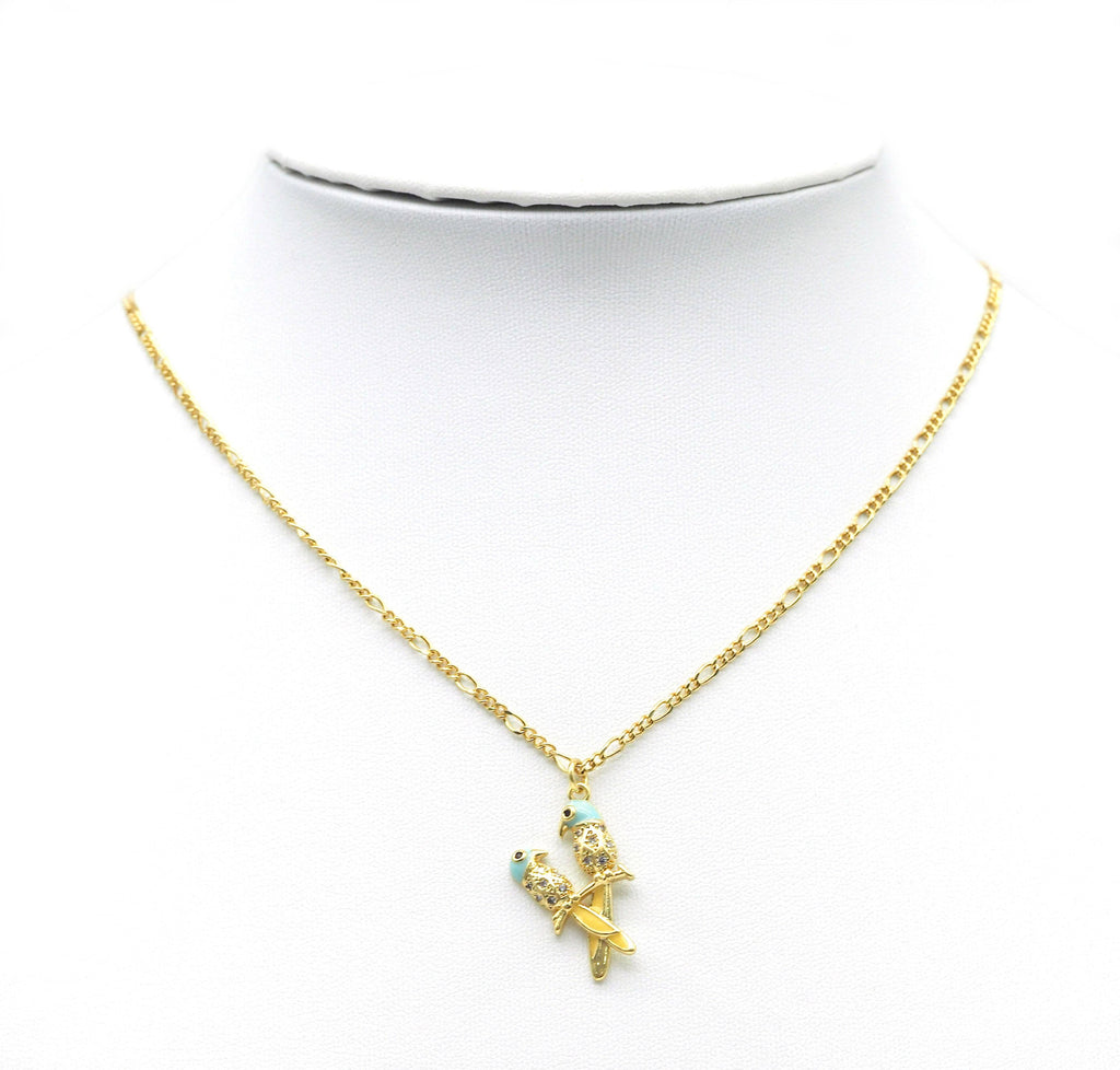 CZ Enamel Double Parrot Charm, Sku#LD302