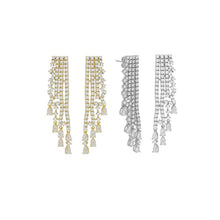 Load image into Gallery viewer, Tennis CZ with Teardrop Dangle Statement earrings, Sku#A270