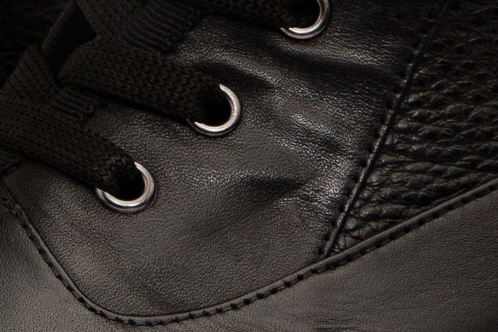 The Arata Black Leather Lace-Up Ankle Women Boot With a Side Zipper