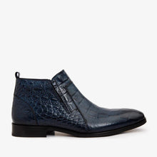 Load image into Gallery viewer, The Randor Navy Blue Crocodile Leather Side-Zip Dress Ankle Men Boot
